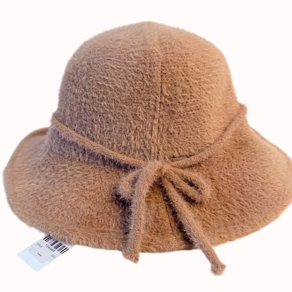 Soft Fuzzy Bucket Hat Bow Detail Carmel Brown Arianna By Howards Fall Fashion St - Picture 3 of 14